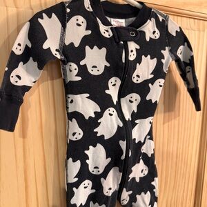 Hanna Andersson Ghost Print Organic Cotton Zip Sleeper Black White 3-6 Months